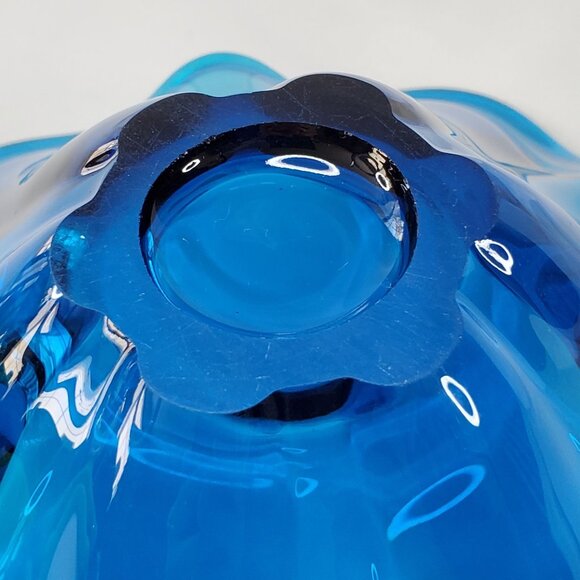 VTG Bluenique Viking Six Petal Aqua Blue Candy Dish Bowl Flower Shaped 1970s MCM - Picture 5 of 14